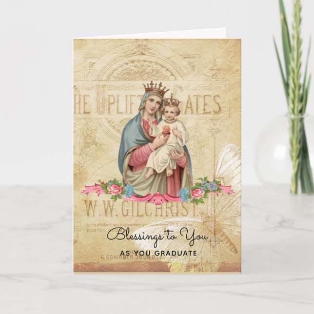 Blessed Virgin Mary Jesus  Graduation Commencement Card (Front)