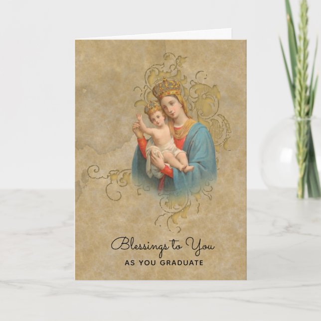 Blessed Virgin Mary Jesus  Graduation Commencement Card (Front)