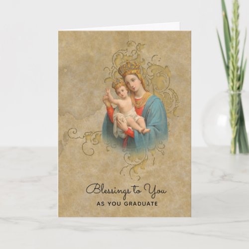 Blessed Virgin Mary Jesus  Graduation Commencement Card