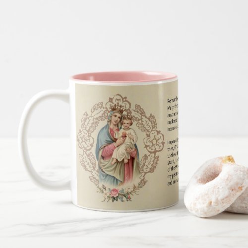 Blessed Virgin Mary Jesus Memorare Prayer Two_Tone Coffee Mug