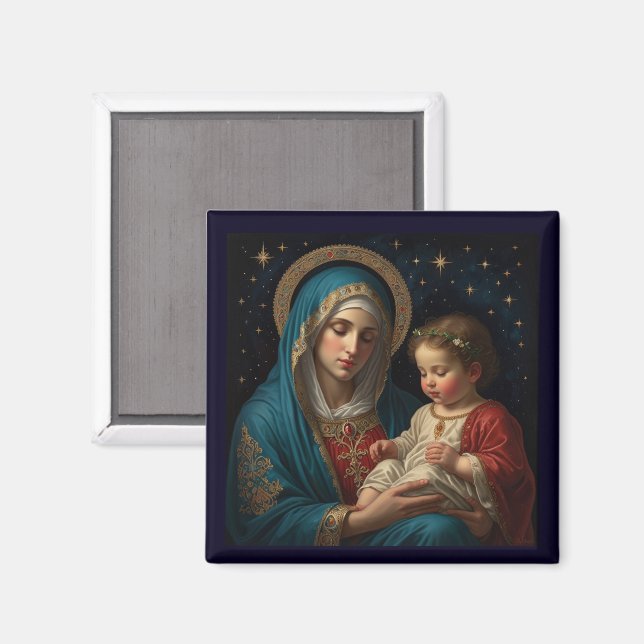 Blessed Virgin Mary & Jesus Nativity Christmas Magnet (Front/Back)