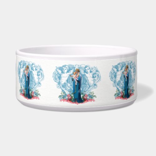Blessed Virgin Mary Jesus Roses Angels Bowl