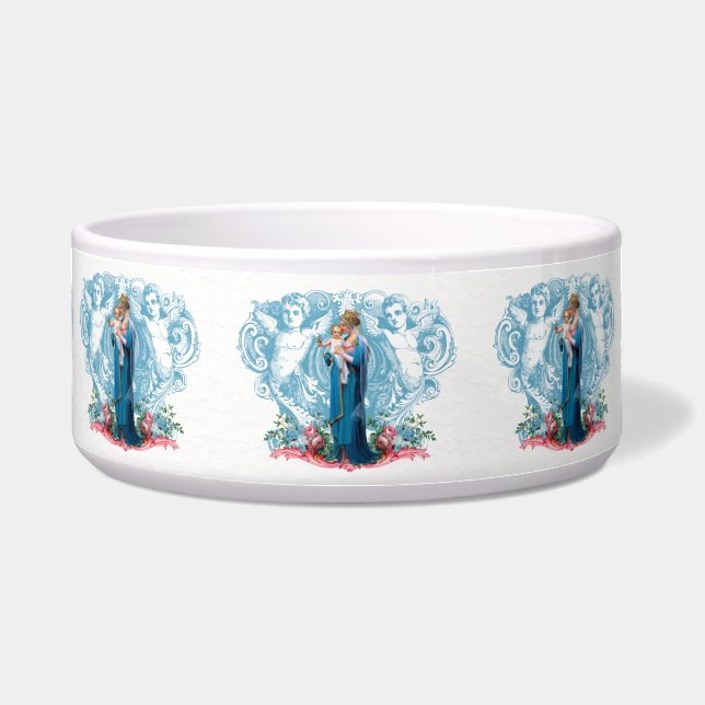 Blessed Virgin Mary Jesus Roses Angels Bowl (Front)
