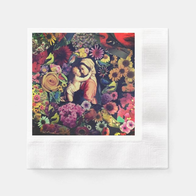 Blessed Virgin Mary Jesus Roses Flowers Religious Napkins (Front)