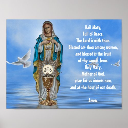 Blessed Virgin Mary Madonna Holy Spirit Chalice Poster