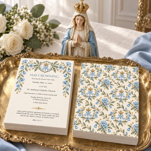 Blessed Virgin Mary Marian May Crowning  Catholic Invitation