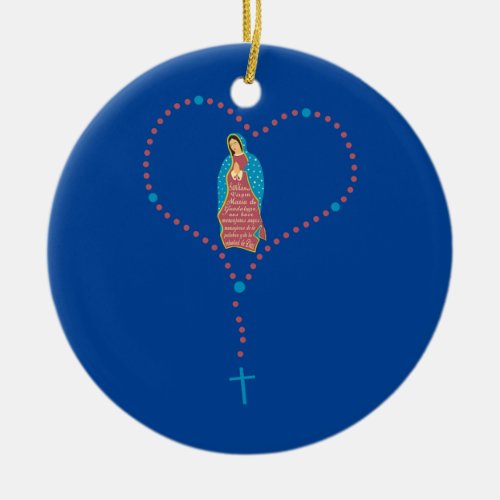 Blessed Virgin Mary Mother of Jesus Rosary Ceramic Ornament