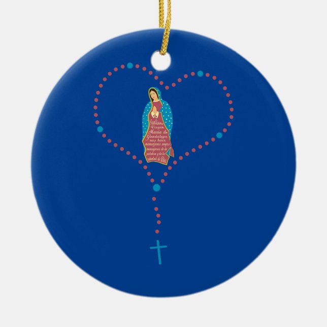 Blessed Virgin Mary Mother of Jesus Rosary Ceramic Ornament (Front)