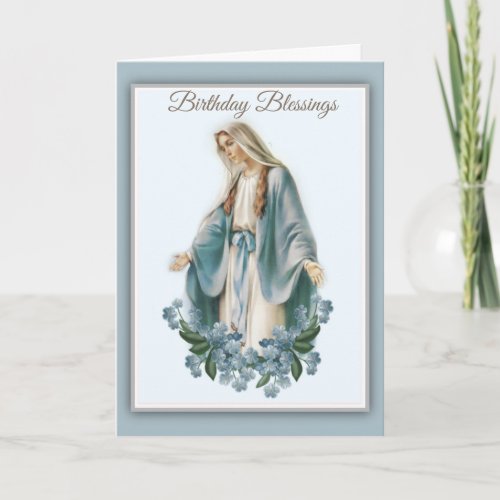 Blessed Virgin Mary Mother with Flowers Card