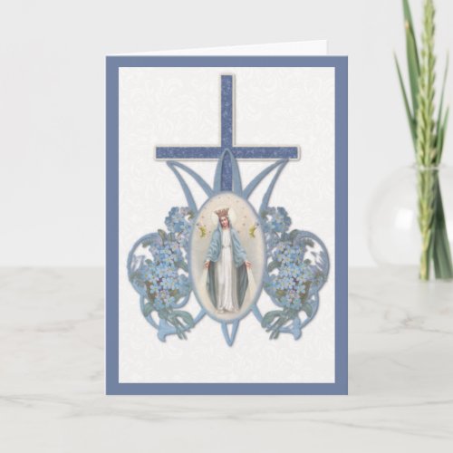 Blessed Virgin Mary Mother with Flowers Card