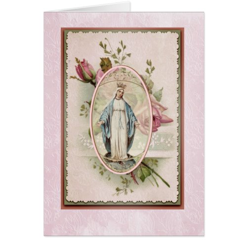 Blessed Virgin Mary Pink Roses Religioius