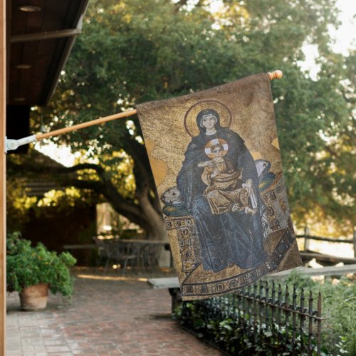 Blessed Virgin Mary Portrait House Flag