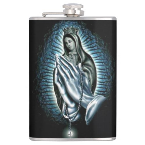 Blessed Virgin Mary _ Pray the Rosary Hip Flask