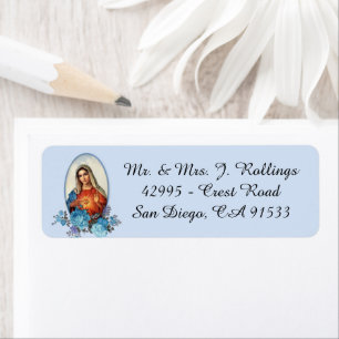 Blessed Virgin Mary  Praying Religious Label