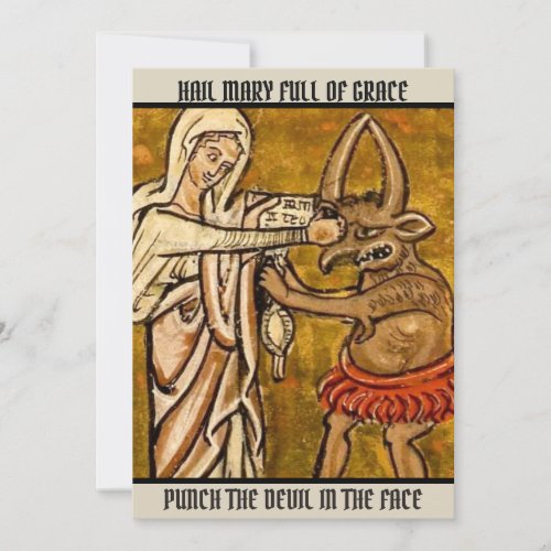 Blessed Virgin Mary Punch the Devil in the Face Thank You Card
