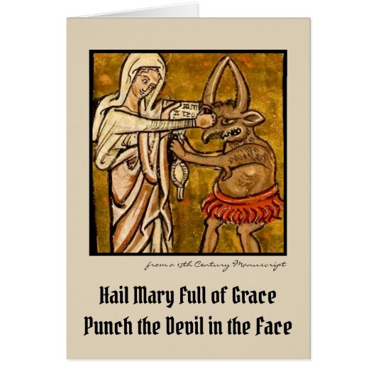 Blessed Virgin Mary Punching the Devil in the Face Cards (Front)