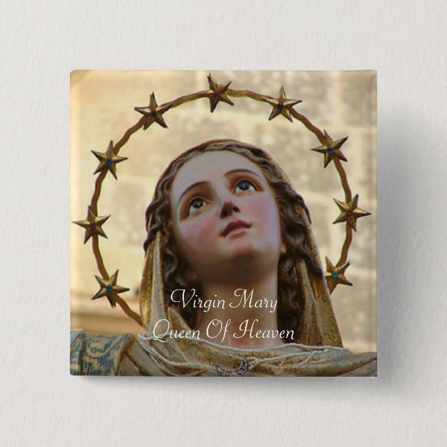 Blessed Virgin Mary Queen Of Heaven Button (Front)