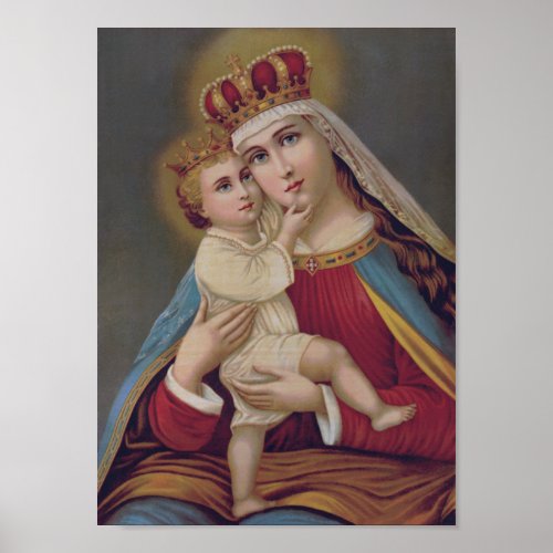 Blessed Virgin Mary Queen of Heaven Jesus Catholic Poster