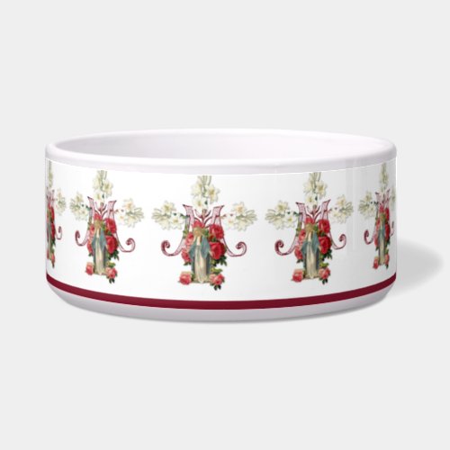 Blessed Virgin Mary Red Roses Marian Cross Bowl