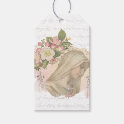 Blessed Virgin Mary Religious Catholic Floral Gift Tags