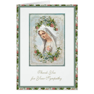 Blessed Virgin Mary  Religious Funeral Condolence Cards