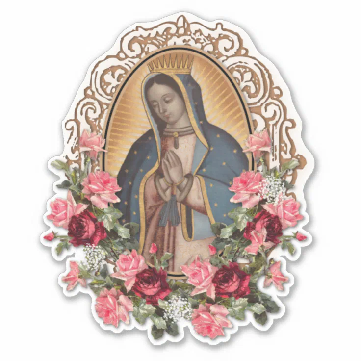 Blessed Virgin Mary Religious Guadalupe Roses Sticker | Zazzle Blessed Virgin Mary Religious Guadalupe Roses Sticker | Zazzle