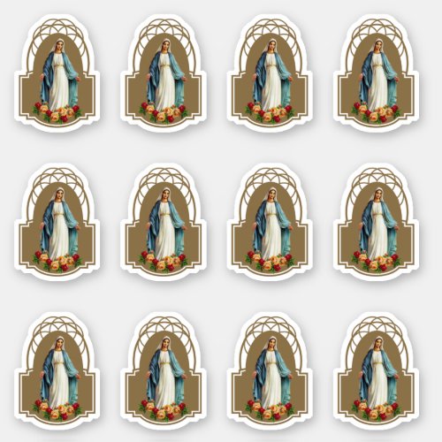 Blessed Virgin Mary Religious Roses Vinyl Sticker