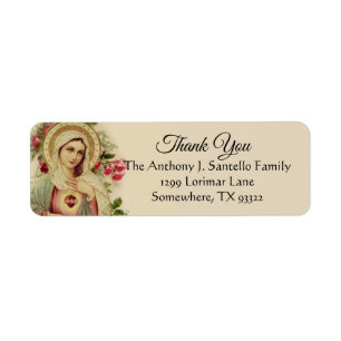 Blessed Virgin Mary ReligiousThank You Label