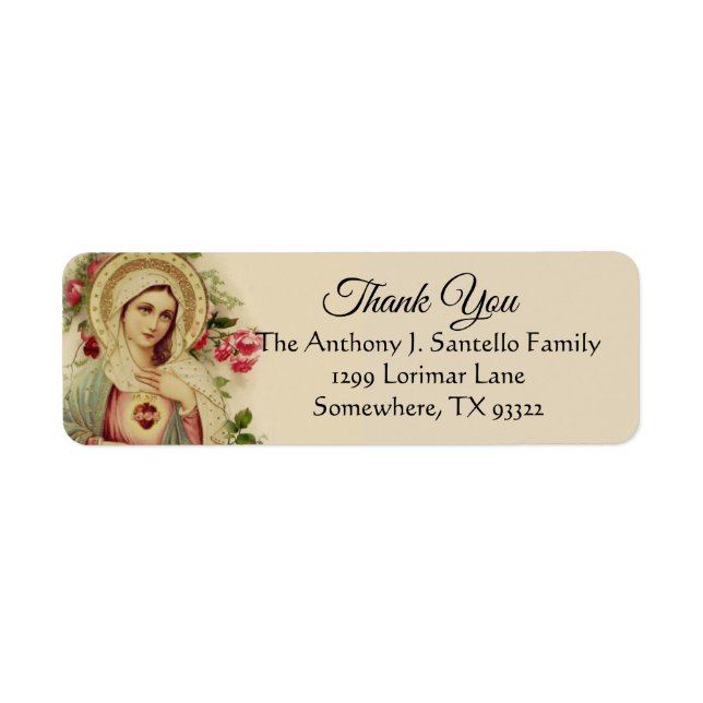Blessed Virgin Mary ReligiousThank You Label (Front)