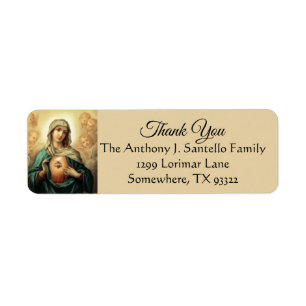 Blessed Virgin Mary ReligiousThank You Label