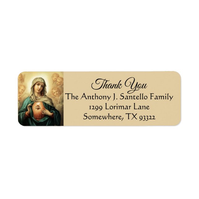 Blessed Virgin Mary ReligiousThank You Label (Front)