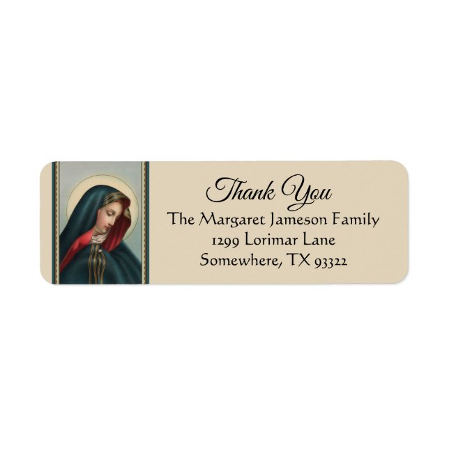 Blessed Virgin Mary ReligiousThank You Label (Front)