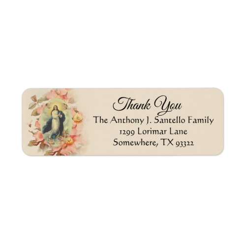 Blessed Virgin Mary ReligiousThank You Label