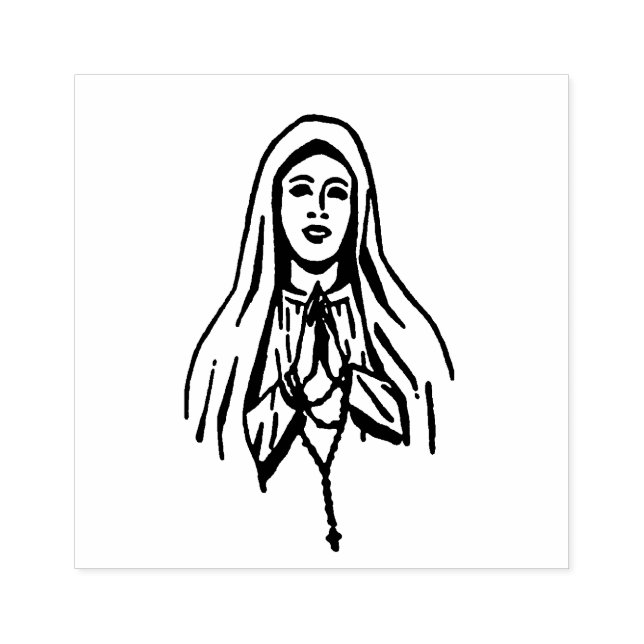 Blessed Virgin Mary Rosary Catholic Religious Rubber Stamp (Imprint)