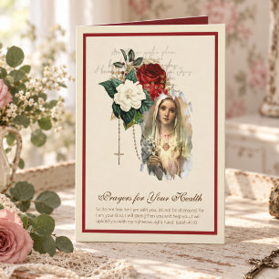 Blessed Virgin Mary Rosary Roses Get Well Card