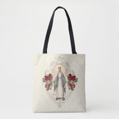 Blessed Virgin Mary Roses Religious Catholic Tote Bag