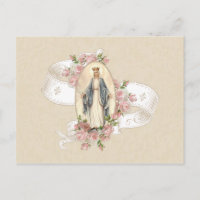 Blessed Virgin Mary Roses Vintage Religious