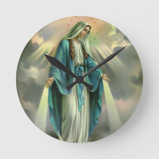 Blessed Virgin Mary Round Clock (Front)