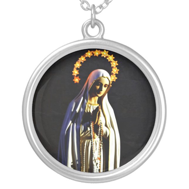 Blessed Virgin Mary Silver Plated Necklace (Front)