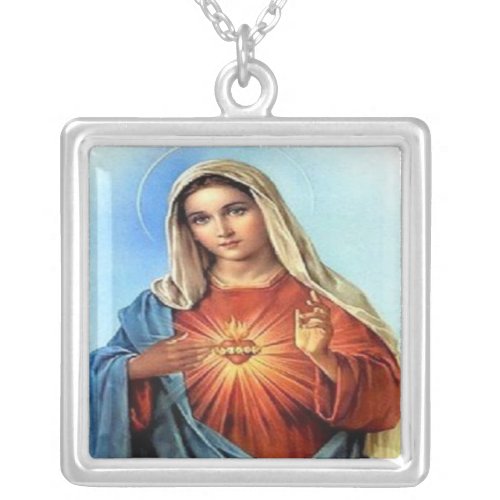 Blessed Virgin Mary Silver Plated Necklace