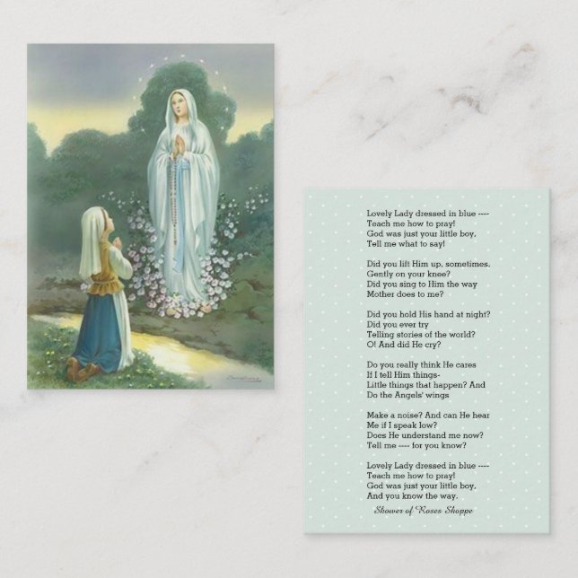 Blessed Virgin Mary St. Bernadette Poem Card