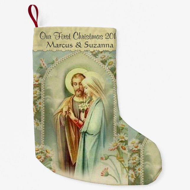 Blessed Virgin Mary St. Joseph Wedding Small Christmas Stocking (Front)