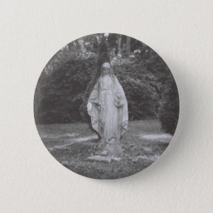 Blessed Virgin Mary Stone Statue Button