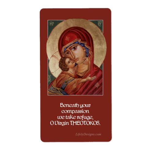 Blessed Virgin Mary Theotokos GreetingPrayer Card Label