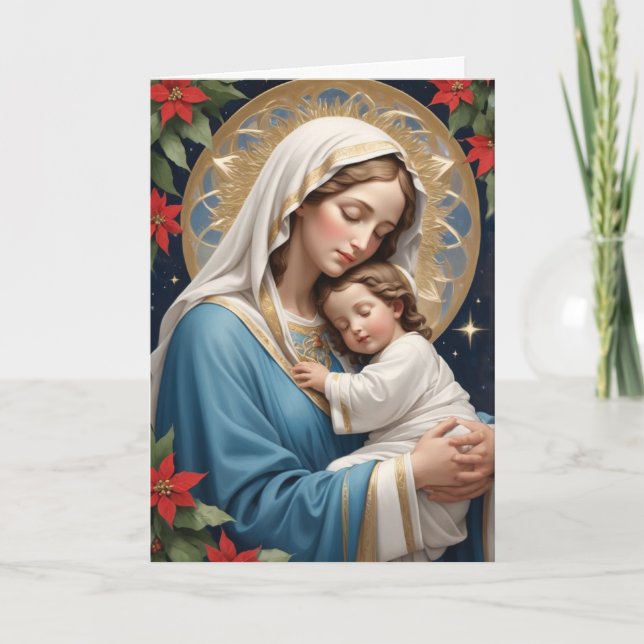 Blessed Virgin Mary Traditional Catholic Holiday Card (Front)
