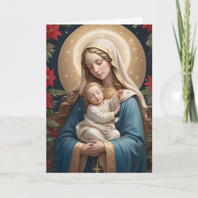 Blessed Virgin Mary Traditional Catholic Holiday Card (Front)