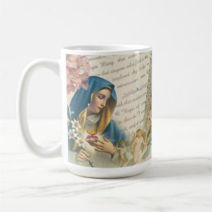 Blessed Virgin Mary Vintage Catholic Rosary Marian Coffee Mug