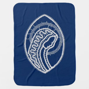 Blessed Virgin Mary, white lace, navy blue Baby Blanket