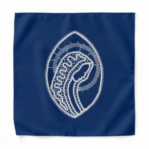 Blessed Virgin Mary, white lace, navy blue Bandana