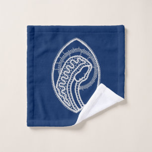Blessed Virgin Mary, white lace, navy blue Bath Towel Set